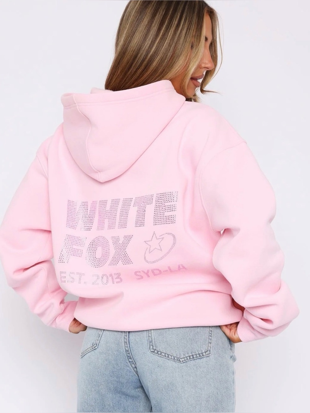 White Fox Pink Sparkle Logo Hoodie - Size M/L
